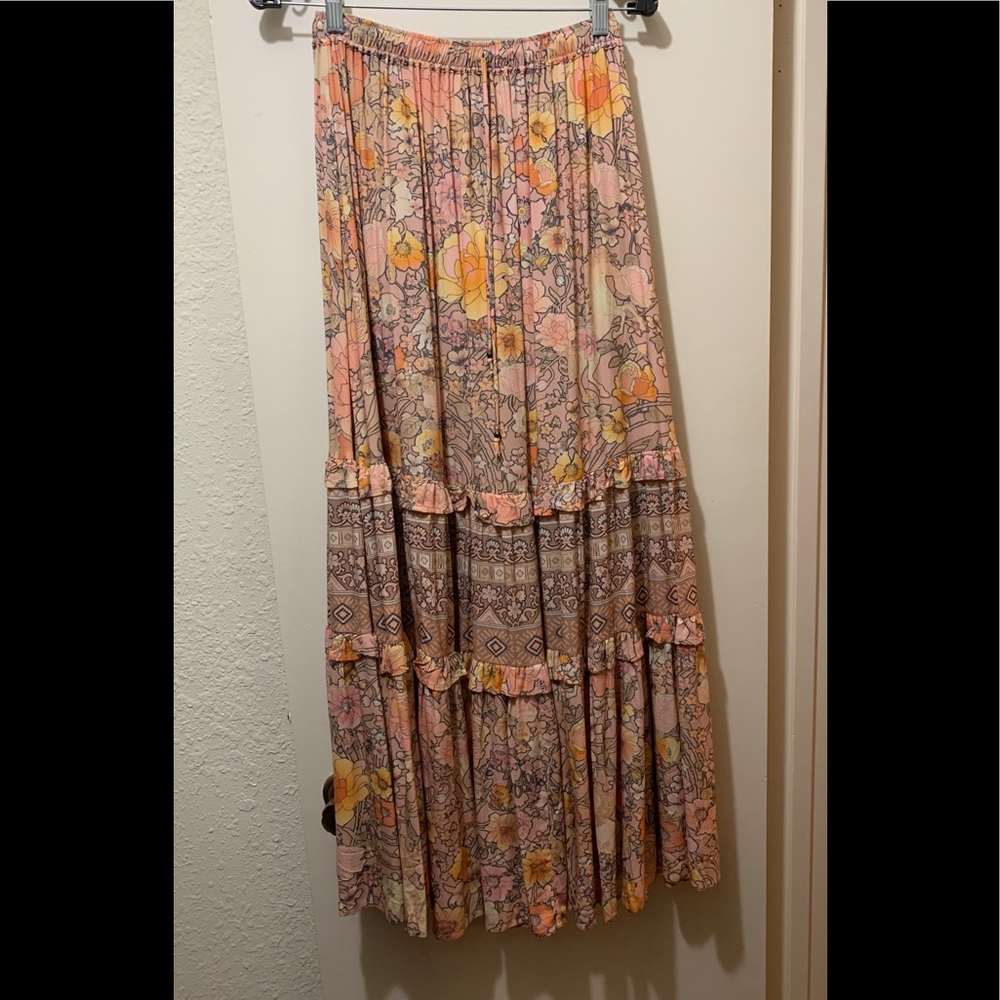 FREE PEOPLE | Floral Maxi Skirt | S | Peach